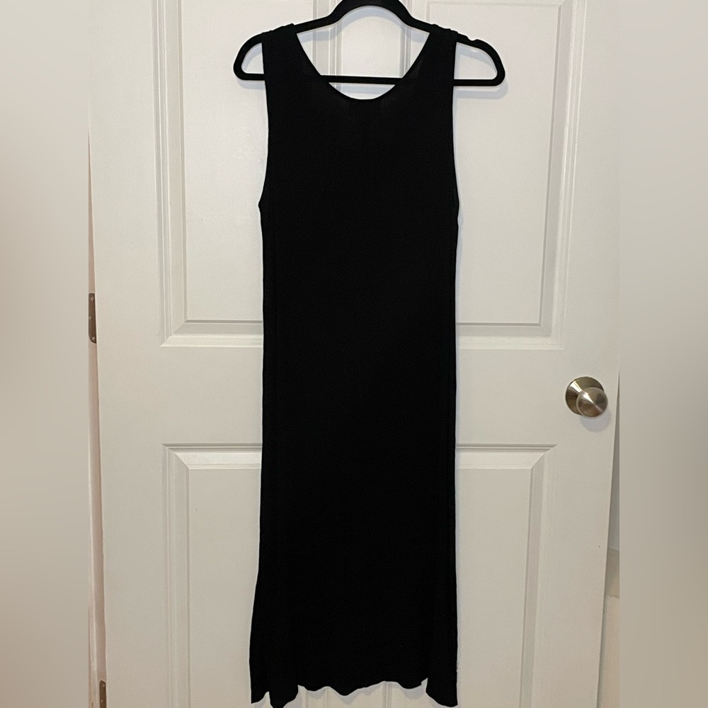 R&K Originals Black Maxi Dress Sleeveless Side Slit 14 Rayon - Picture 2 of 7